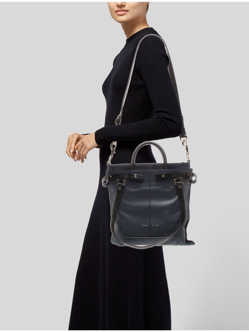 Proenza Schouler Womens Leather Top Handle Crossbody Bag Blue Casual Travel